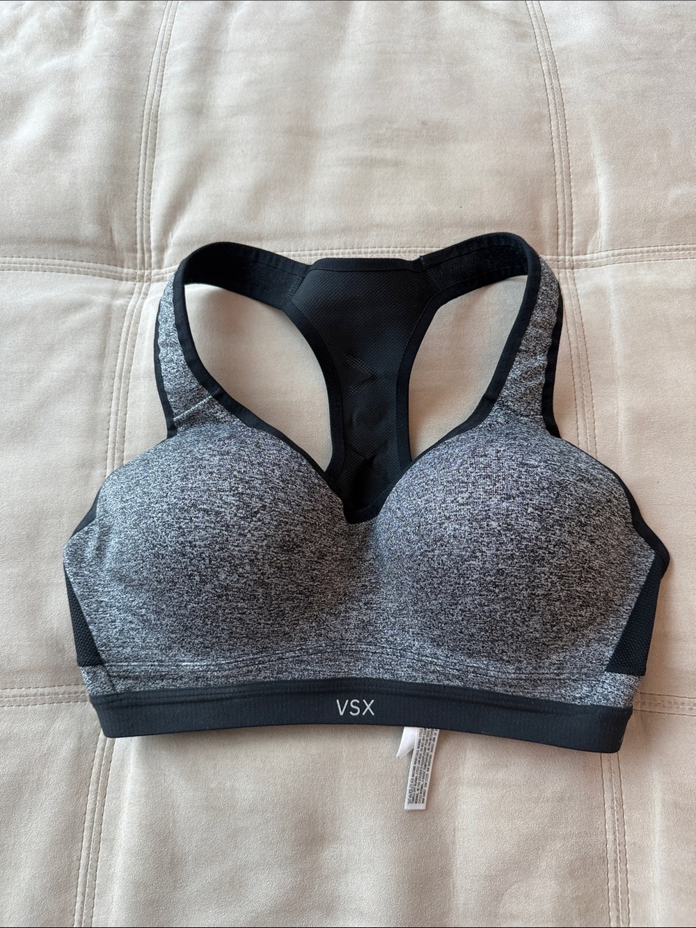 VSX Heather Grey and Black Racerback Sports Bra